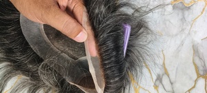 Sistema de Cabello Humano Remy Indio Personalizado con Ondas Profundas, Base de Encaje y PU con Nudos Invisibles, para Cobertura de Calvicie - Product Image 5