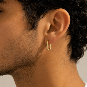 Mini u Shape Square Tube <b>Huggie</b> Geometric Fine Hoop Earrings - Product Image 6