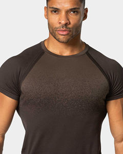 new brown color sublimation design 100% <b>polyester</b> Men's T-shirt slim fit gym wear private label <b>tshirt</b> custom print - Product Image 3