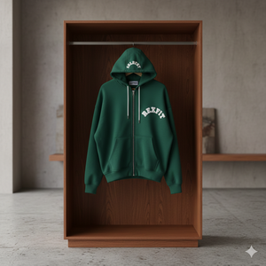 Sudadera con capucha y cremallera personalizada con logo impreso, estilo urbano, de algodón 100% grueso, color liso, para hombre - Product Image 2