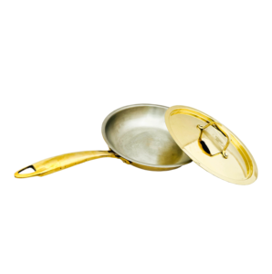 Durable Brass Metal Fry <b>Pan</b> <b>With</b> <b>Lid</b> Gold Polish For Home Kitchen Cookware Stovetop Cooking <b>Pan</b> Handmade <b>Frying</b> <b>Pans</b> - Product Image 1