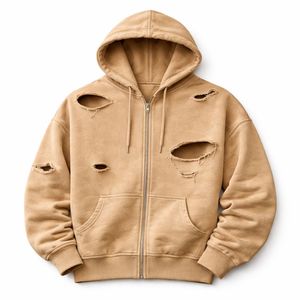 Sweat à capuche oversize personnalisé, 100% coton, hiver, vintage, délavé, déchiré, streetwear, vierge, épais, OEM ODM - Product Image 3