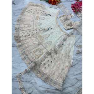 Heera Creation Designer Wedding Apparel Magnifique Lehenga Choli blanc brodé multi-fils 2XL - Product Image 4