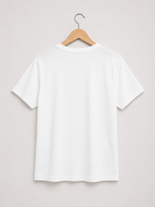 Women's White Cotton <b>T</b>-<b>Shirt</b> With screen printed Blue <b>Fish</b> Design Crew Neck Short Sleeve Casual Spring Summer Wear - Product Image 3
