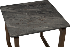 Modern Minimalist HPL Side <b>Table</b> High Pressure Laminated <b>Top</b> with Solid Wood Base Minimalist Curved Leg Design for Living Room - Product Image 3