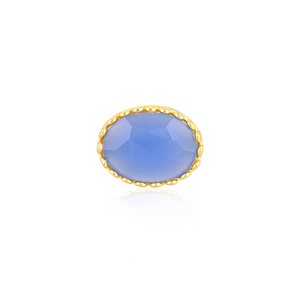 Bague tendance en laiton bleu plaqué or avec pierres précieuses, bijoux faits à la main pour femmes - Product Image 1