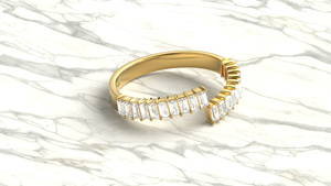 Bague de mariage demi-éternité de luxe en or 18 carats avec diamants baguette verticaux, bijoux empilables, joaillerie fine pour femme - Product Image 3