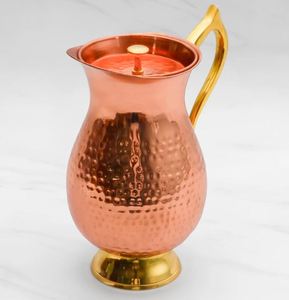 Copper jug set for everyday kitchen stress usage water metal set with <b>glasses</b> durable reusable kitchen dining drinkware - Product Image 6