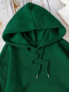 Sudadera con capucha extragrande para mujer, color verde oscuro, informal, de forro polar suave, para uso diario, moda de invierno. - Product Image 5