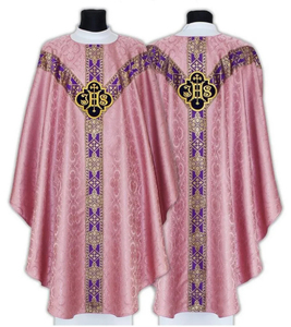 Tunica Sacerdotale da Chiesa, Veste Ricamata a Maniche Lunghe con Blocchi di Colore, Camicia a Rete Traforata di Media Lunghezza - Product Image 4