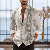 Chemises Henley amples à manches courtes imprimées pour hommes – Style Hawaïen graphique tendance pour les vacances tropicales et les croisières – Col rabattu