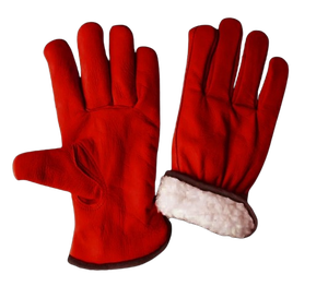 Full White Fleece Lining Cold Resistant Cow Grain Leather <b>Driver</b> <b>Gloves</b> Quality Leather Industrial Safety Protection <b>Gloves</b> - Product Image 6