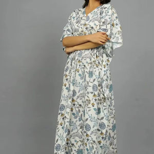 Vestido kaftán indio hecho a mano de algodón, ligero, para la playa, estilo bohemio, ropa de verano para mujer. - Product Image 1