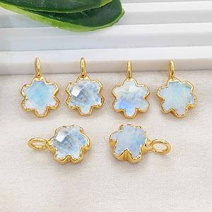 Dijes de Calcedonia Rosa en Forma de Estrella, Electrochapados en Cobre, 10mm, para Joyería - Product Image 2