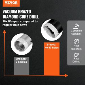 Set di punte diamantate 11 pezzi 6/8/10/20/25/28/32/35/45/50/65mm Dry Wet Diamond Diamond Saw Kit 5/8 "-11 connettore custodia - Product Image 2