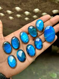 Natural Blue Flash Labradorite Loose Gemstones Cushion Cut Iridescent Natural <b>Stones</b> 30-40mm Sizes for Jewelry Making - Product Image 1