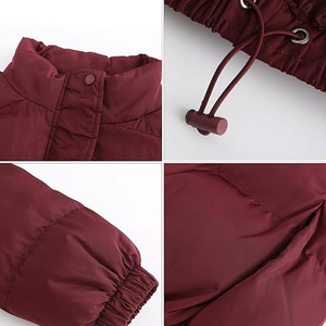 Chaqueta Acolchada Reversible para Mujer, Color Borgoña, Transpirable, Tejida, de Longitud Regular, Manga Larga, Cálida para Invierno, con Diseño Personalizado - Product Image 5