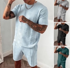 <b>Men</b>’s Breathable Summer Tracksuit Custom Loose Fit T Shirt and Shorts Two Piece Streetwear <b>Set</b> OEM ODM Wholesale Clothing - Product Image 5
