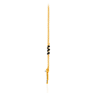 Elegant Women's Classic Rose Gold Plated 14K Yellow Gold Black Beaded <b>Long</b> <b>Necklace</b> Floral Drop Pendant Lab Grown Cut Diamonds - Product Image 3