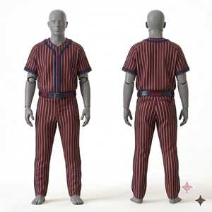 Conjunto de Uniforme de Béisbol Personalizado para Hombre, Jersey a Rayas Marrón y Blanco, Pantalones con Cierre de Botones, Transpirable, Corte Regular, Ropa para Todas las Temporadas - Product Image 1