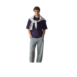 T-shirt en coton à manches courtes et col rond pour homme, coupe classique, couleur unie, style décontracté, tricot jersey, teinture unie - Product Image 1