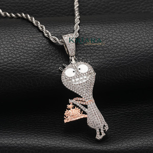 Pendentif en argent 925 plaqué or avec diamant cultivé en laboratoire, style hip-hop, unisexe, à porter au quotidien - Product Image 1