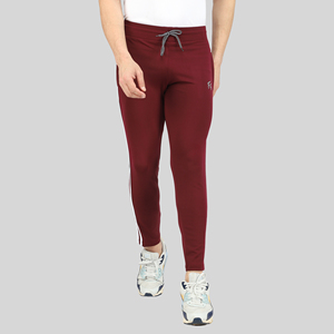 Pantalon de survêtement sportif rouge à quatre voies avec bande latérale, logo personnalisable, impression HD, lavage coloré, 100 % polyester, séchage rapide, tailles homme M/L/XL - Product Image 1
