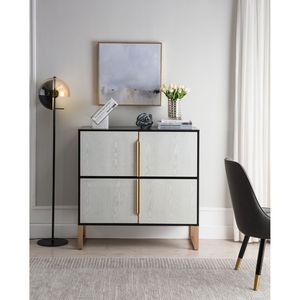 Credenza a Quattro Ante da 42 Pollici con Base in Metallo e Maniglie, per Cucina o Soggiorno - Product Image 1