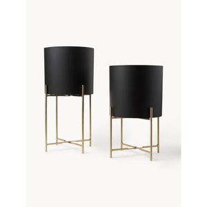 Jardinière moderne en métal noir avec support doré, pot de fleurs sur pied pour intérieur, décoration minimaliste nordique pour la maison, jardinières pour salon - Product Image 1