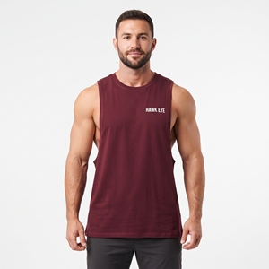 High Quality Men's Bodybuilding Tank <b>Top</b> <b>Maroon</b> Drop Armhole Sleeveless Gym Muscle Vest Fitness Workout Athletic Wear - Product Image 1