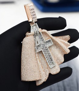 Colgante de San Miguel Arcángel con Moissanita, Joyería Hip Hop Chapada en Oro, Pieza Religiosa de Lujo - Product Image 2