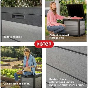 30 Gallon Resin Outdoor <b>Storage</b> <b>Box</b> Patio Side Table for Pool & Garden Accessories <b>Grey</b> Black - Product Image 4