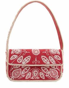 Colección de Bolsos de Lujo Hechos a Mano con Cuentas, Bolsos de Hombro Cuadrados con Cuentas Florales, Bolsos de Noche Rojos Vintage para Mujer, Elegantes y a la Moda - Product Image 5