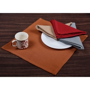 100% coton gaufré Style Premium torchons à absorption rapide sec écologique réutilisable serviette de table rouge de l'Inde premier exportateur - Product Image 5