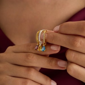 Boucles d'oreilles pendantes en argent sterling 925 avec zircon en forme de poire, plaquées or 14 carats, style bohème, bijoux de luxe, certifiées IGI, pour soirée - Product Image 1