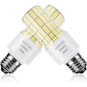 Lot de 2 ampoules LED 40W équivalentes à 300W, 5000 lumens, 5000K, blanc lumière du jour, culot moyen E26/E27, utilisation intérieure et extérieure - Product Image 1