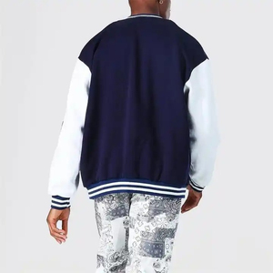 Veste universitaire classique pour homme, mélange de laine, manches en cuir, veste Letterman, étiquette privée personnalisée, OEM, streetwear - Product Image 2