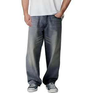 Pantalones Vaqueros Holgados Ligeros de Verano e Invierno para Hombre, Hechos a Medida, Corte Recto, 100% Algodón, Denim Crudo con Borde Natural, Decoración con Botones - Product Image 1