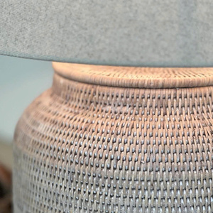 Lampe de table en rotin tissé à la main, forme ronde, lampe de chevet naturelle, décoration rustique bohème pour la maison, éclairage pour salon, chambre à coucher, hôtel - Product Image 2