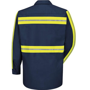 Camisas de botones de alta visibilidad en tela satinada, hechas a medida, de algodón, para trabajo, para hombres y mujeres, material suave y brillante para alta visibilidad - Product Image 5