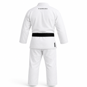 Kimono de Jiu-Jitsu Fawkes unisexe en coton, vêtements d'arts martiaux respirants et durables, blanc avec bordure noire, karaté - Product Image 4