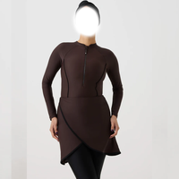 Maillot de bain islamique à manches longues pour femmes avec bas de pantalon, couleurs personnalisables et logo frontal, respirant et à séchage rapide