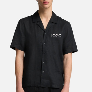 Relaxed Fit Comfort Wear 2026Solid Color Men Casual Linen T Shirt With Turn <b>Down</b> Collar And Short Sleeve High Quality Material - Product Image 1