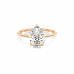 Anillo de compromiso con diamante cultivado en laboratorio de corte pera, engaste de bisel, anillo solitario de oro, anillo nupcial minimalista, joyería fina para mujer - Product Image 2