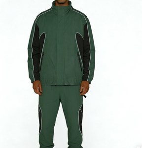 Ensemble de survêtement coupe-vent pour homme : veste et pantalon amples, légers, avec logo personnalisé, tenue de sport décontractée, design contrastant, coupe-vent, style urbain - Product Image 1