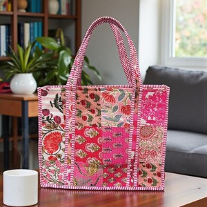 Floral Print Cotton Tote Bag Women Casual Bohemian Style Reusable <b>Handbag</b> Open Top Two Handles Daily Use - Product Image 3