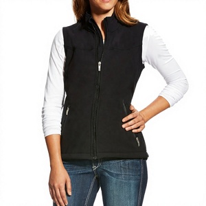 Veste softshell équestre noire en microfibre pour femme, col montant, fermeture éclair intégrale - Product Image 1