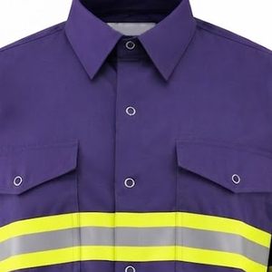Camisa de Trabajo de Alta Visibilidad con Cinta Reflectante, Diseño Moderno, Cuello Camisero y Botones - Product Image 3