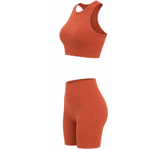 Ensemble de shorts athlétiques pour femmes modernes, 2 pièces, extensibles, respirants, vêtements de sport pour le yoga, la remise en forme, la salle de sport, l'entraînement et les activités de plein air - Product Image 2