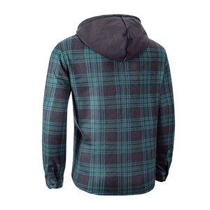 Breathable Soft Hooded <b>Flannel</b> <b>Jacket</b> Button Design Men's with Custom Logo - Product Image 2